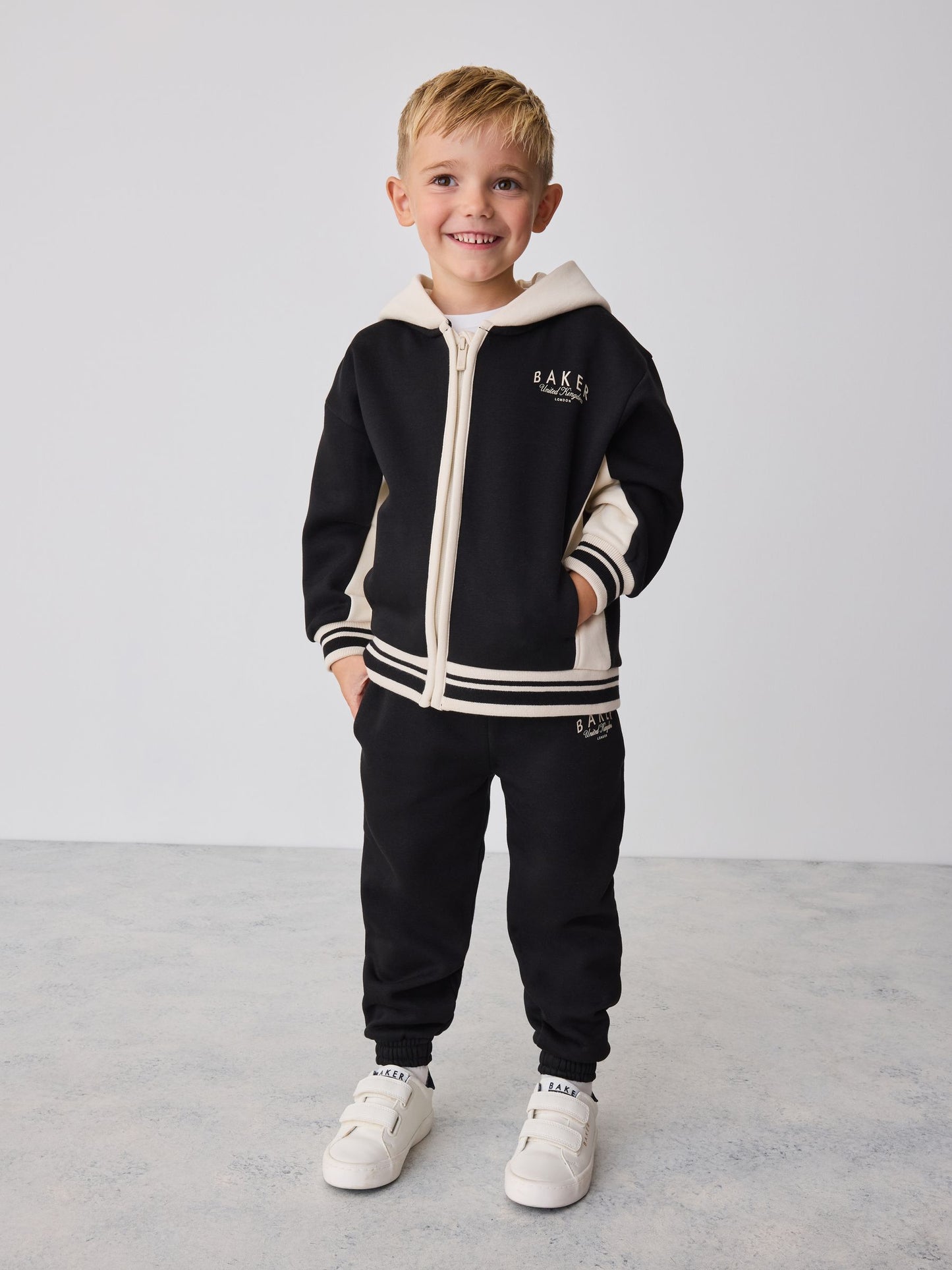 Dsiney Kidz - Baker by Ted Baker Black 3 Piece Varsity Hoodie T-Shirt and Joggers Set image 1