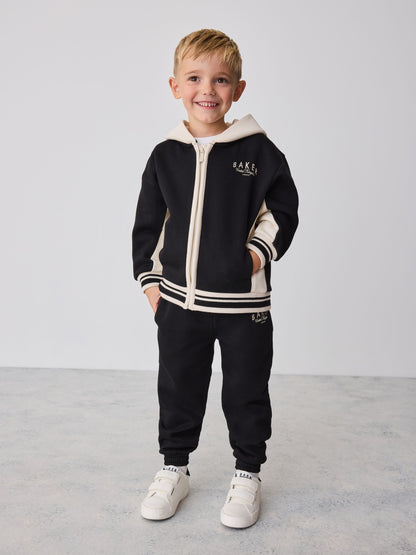 Dsiney Kidz - Baker by Ted Baker Black 3 Piece Varsity Hoodie T-Shirt and Joggers Set image 1