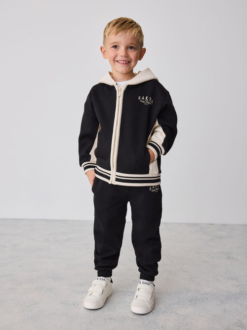 Dsiney Kidz - Baker by Ted Baker Black 3 Piece Varsity Hoodie T-Shirt and Joggers Set image 1