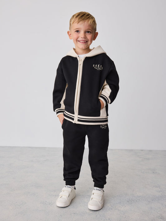 Dsiney Kidz - Baker by Ted Baker Black 3 Piece Varsity Hoodie T-Shirt and Joggers Set image 1