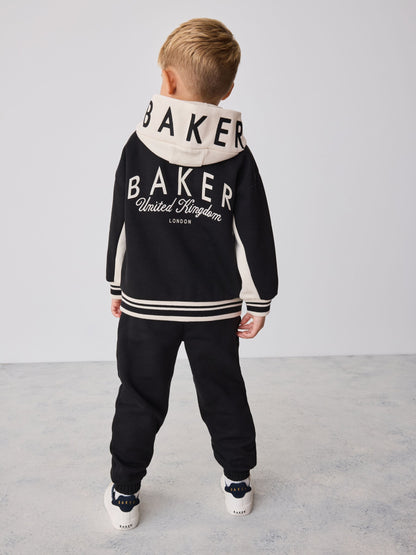 Dsiney Kidz - Baker by Ted Baker Black 3 Piece Varsity Hoodie T-Shirt and Joggers Set image 2