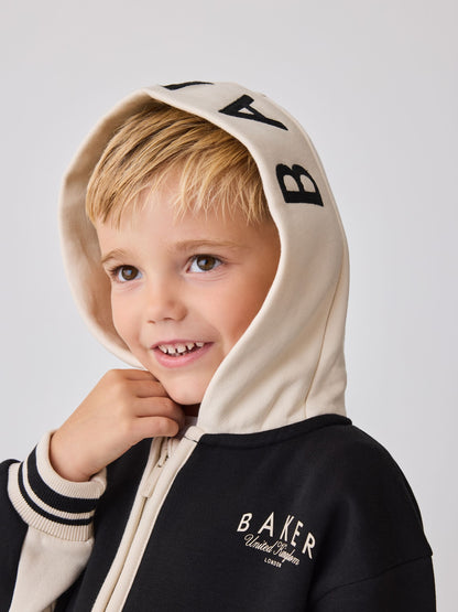 Dsiney Kidz - Baker by Ted Baker Black 3 Piece Varsity Hoodie T-Shirt and Joggers Set image 4