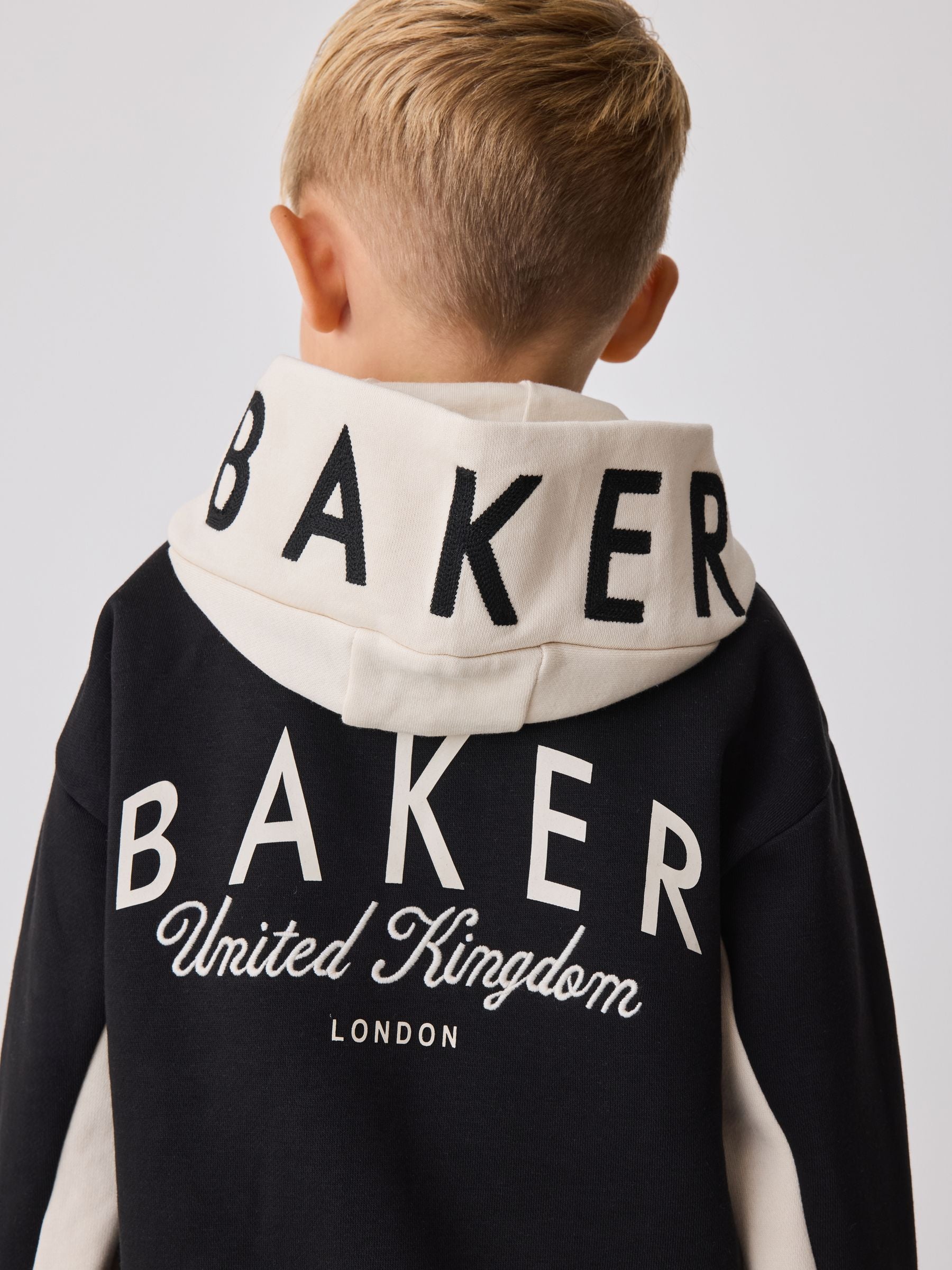 Dsiney Kidz - Baker by Ted Baker Black 3 Piece Varsity Hoodie T-Shirt and Joggers Set image 5