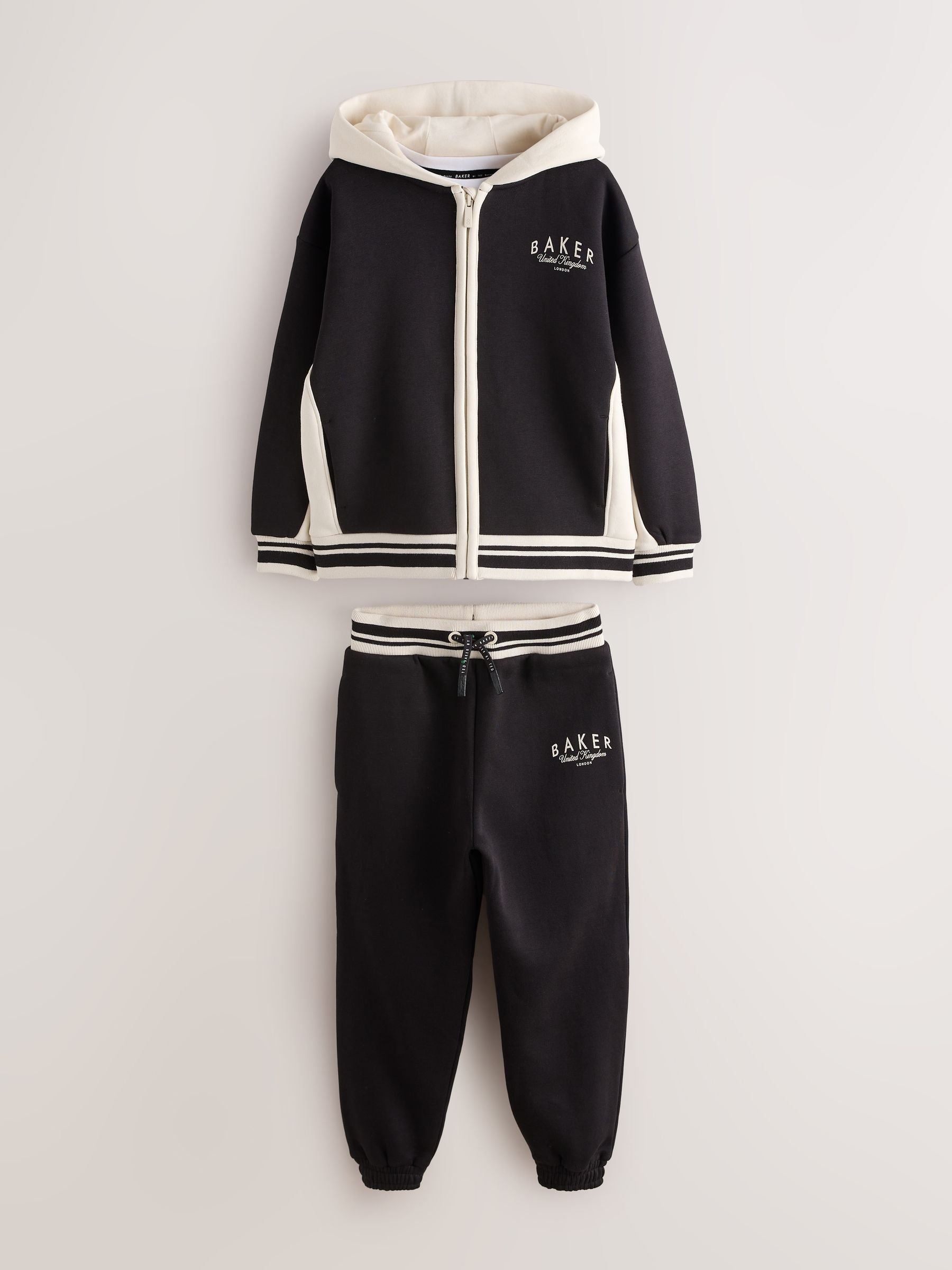 Dsiney Kidz - Baker by Ted Baker Black 3 Piece Varsity Hoodie T-Shirt and Joggers Set image 8