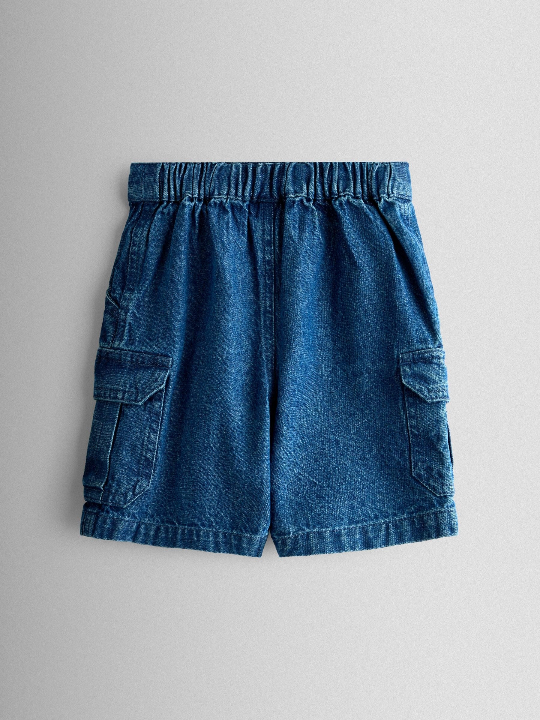 Dsiney Kidz - JoJo Maman Bébé Light Wash Denim Denim Cargo Shorts image 2