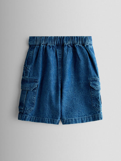 Dsiney Kidz - JoJo Maman Bébé Light Wash Denim Denim Cargo Shorts image 2