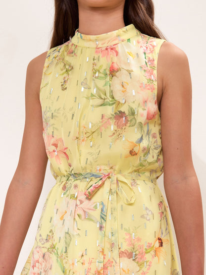 Dsiney Kidz - Lipsy Pastel Yellow Chiffon Occasion Dress (5-16yrs) image 2