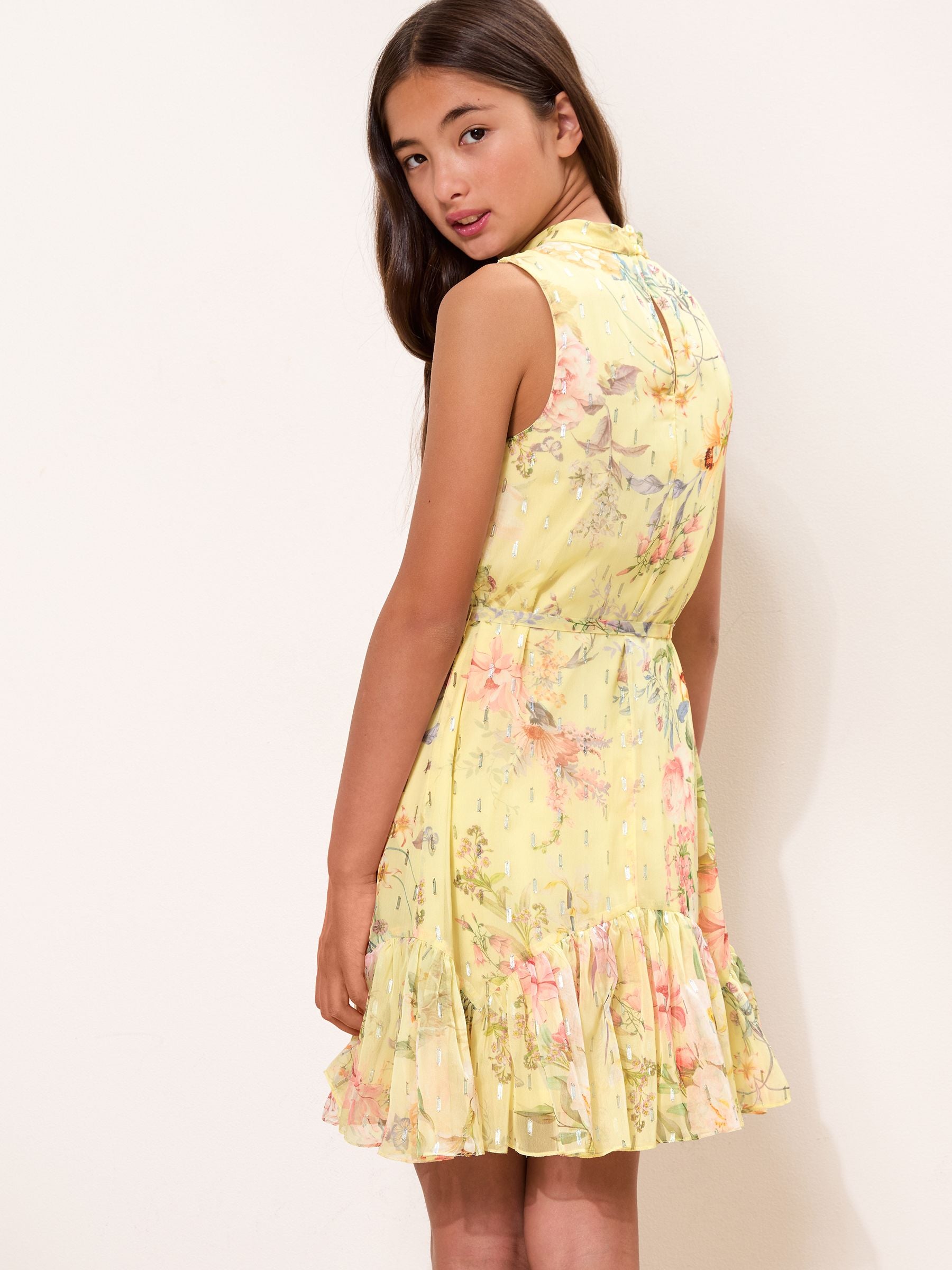 Dsiney Kidz - Lipsy Pastel Yellow Chiffon Occasion Dress (5-16yrs) image 5