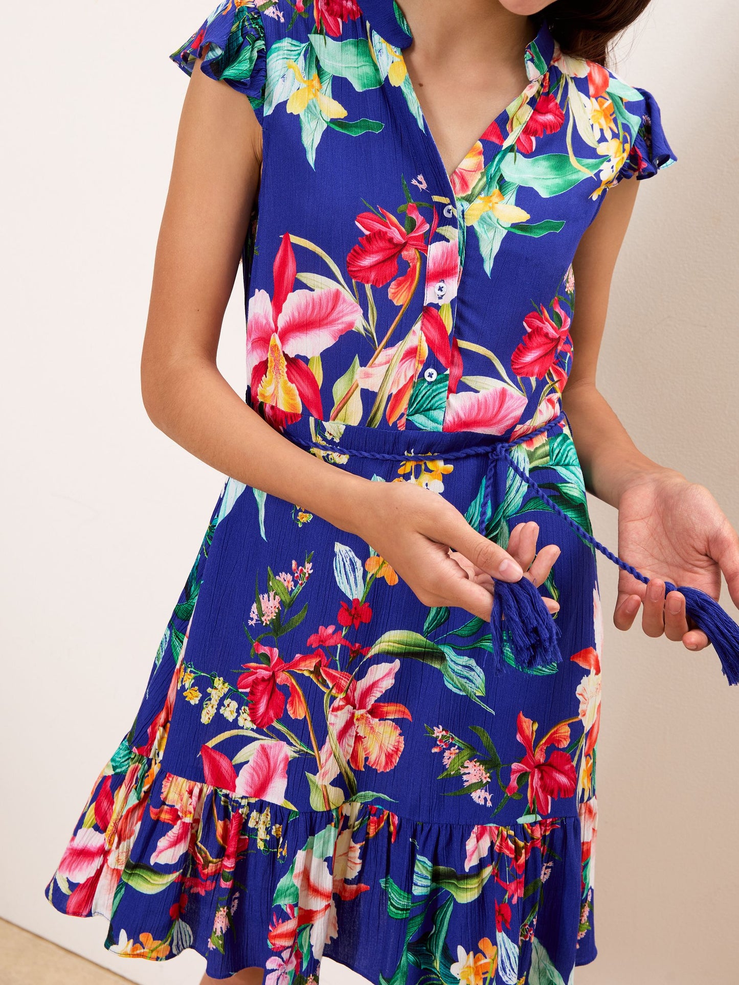 Dsiney Kidz - Lipsy Cobalt Blue Viscose Holiday Shirt Dress (5-16yrs) image 4