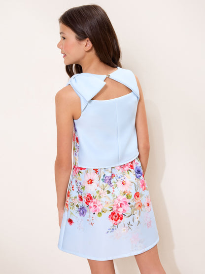 Dsiney Kidz - Lipsy Blue Scuba Floral Occasion Top And Skirt Co-Ord Set (5-16yrs) image 5