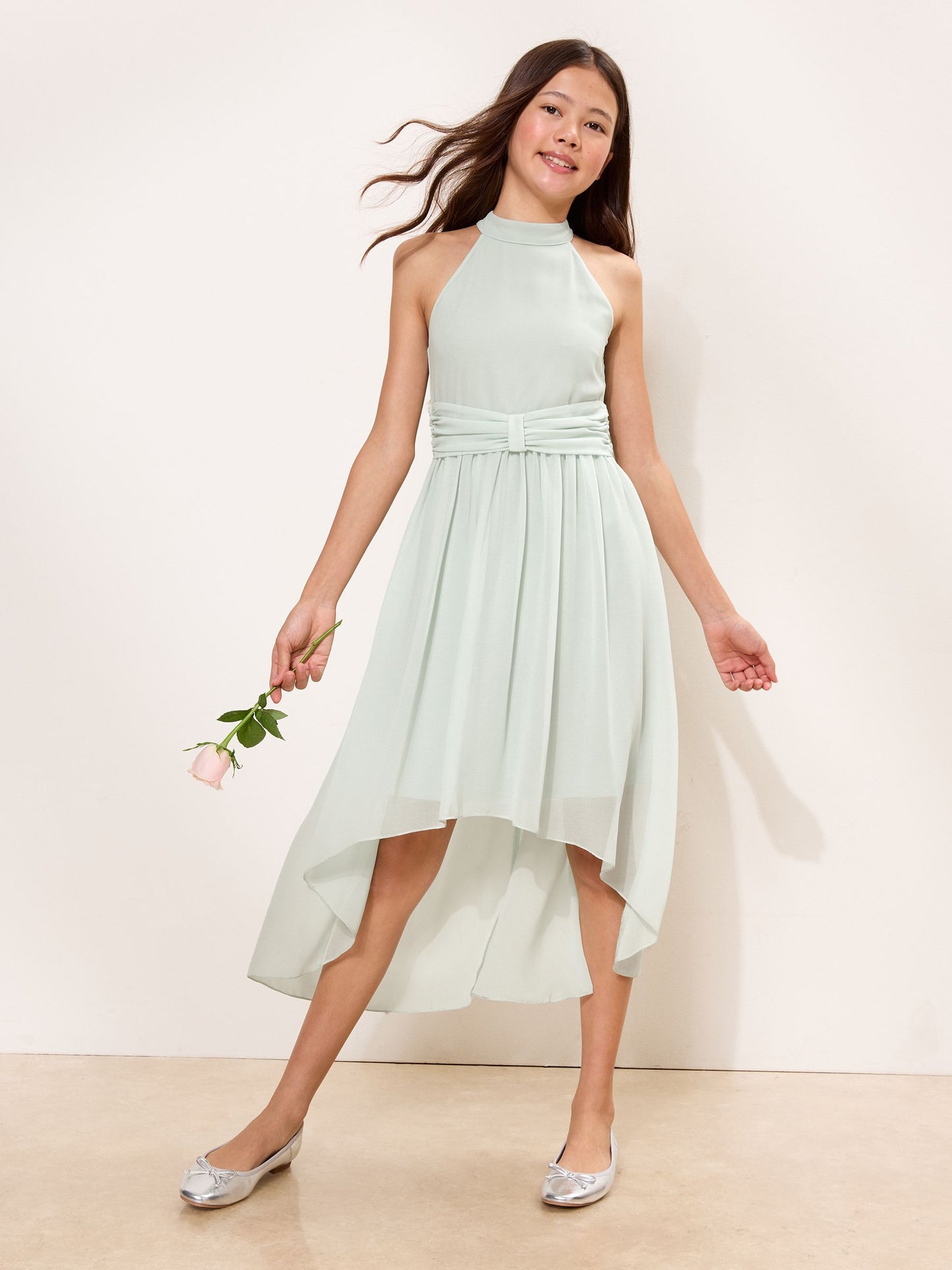 Dsiney Kidz - Lipsy Green Sleeveless Bow Waist Occsasion Dress (7-16yrs) image 1