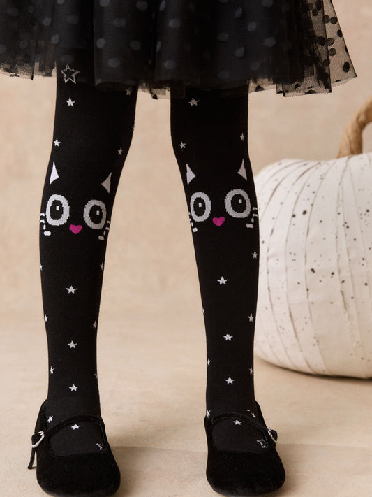 Dsiney Kidz - Black Cat Cotton Rich Halloween Tights image 1