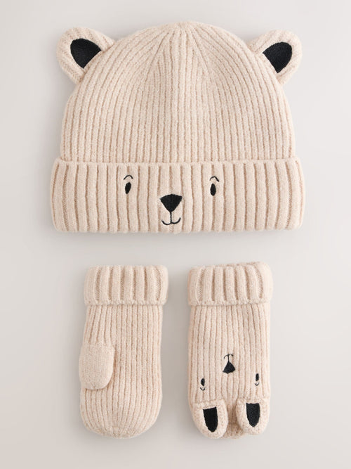 Dsiney Kidz - Neutral Bear Character Hat and Gloves Set 2 Piece (3mths-6yrs) image 1