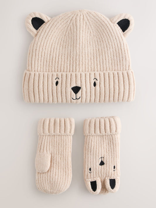 Dsiney Kidz - Neutral Bear Character Hat and Gloves Set 2 Piece (3mths-6yrs) image 1