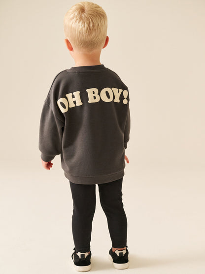 Dsiney Kidz - Charcoal Grey Mickey Mouse Crew Neck Sweat Top and Leggings Set (3mths-8yrs) image 2