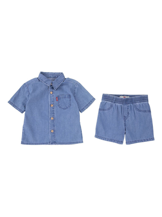 Levi's® Blue Western Denim Shirt and Shorts Set image 1