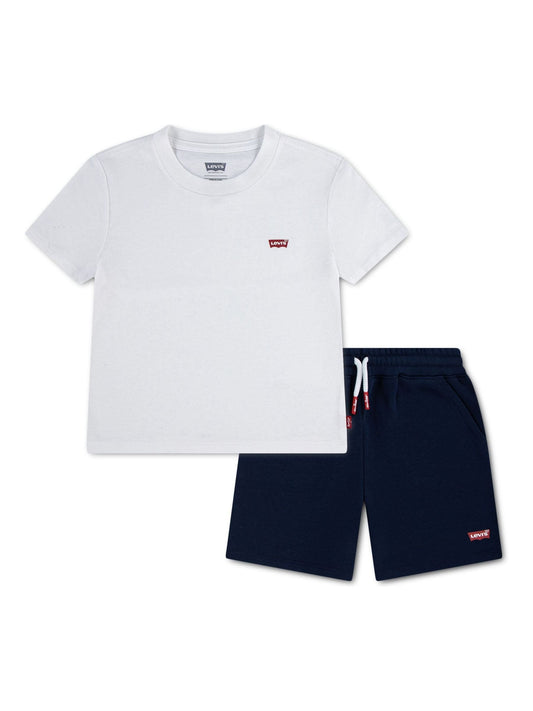 Levi's® White Batwing Short Sleeve T-Shirt and Knit Shorts 2 Piece Set image 1