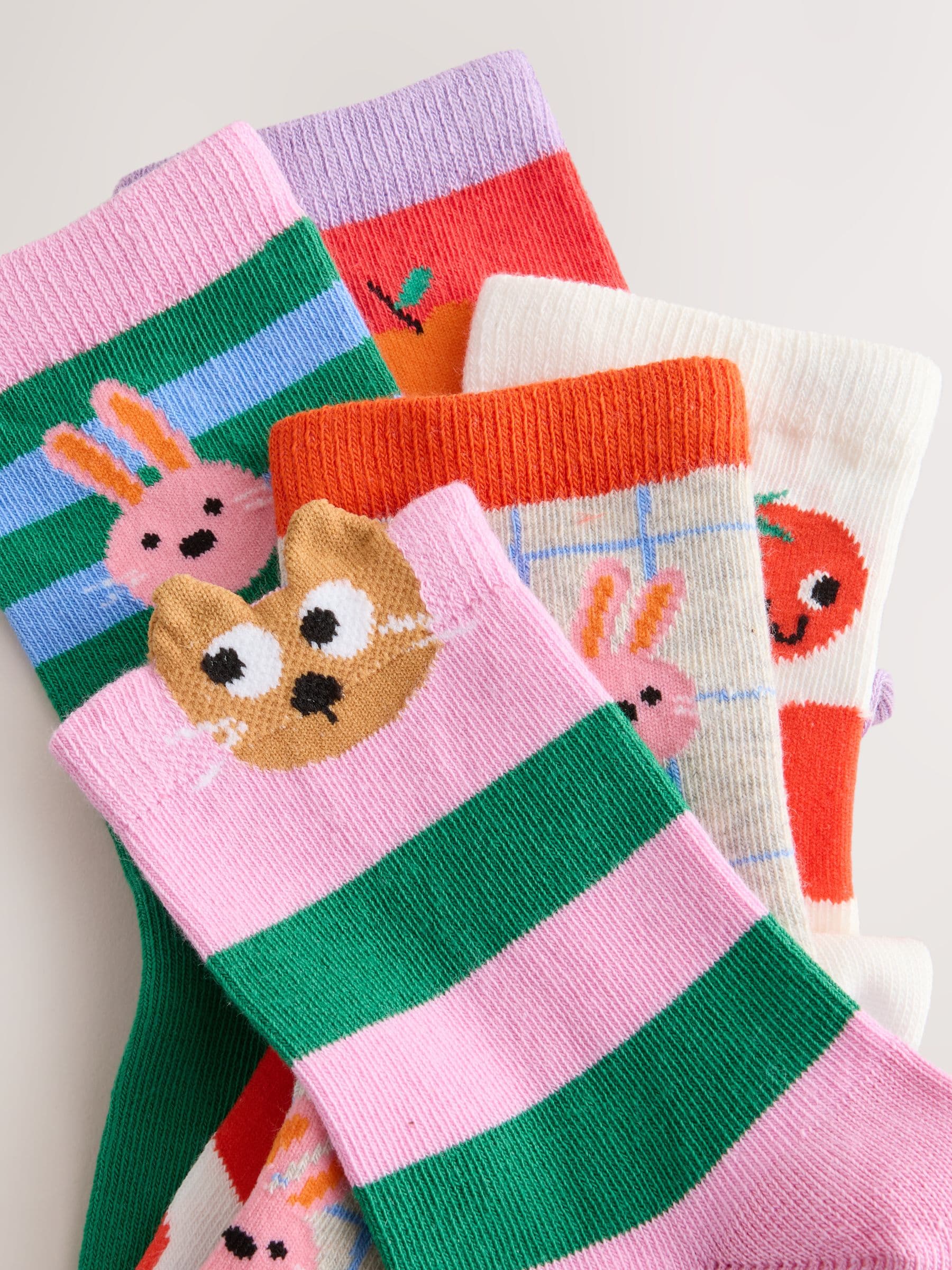 Grey, Red and Pink Cotton Rich Character Ankle Socks 5 Pack image 2