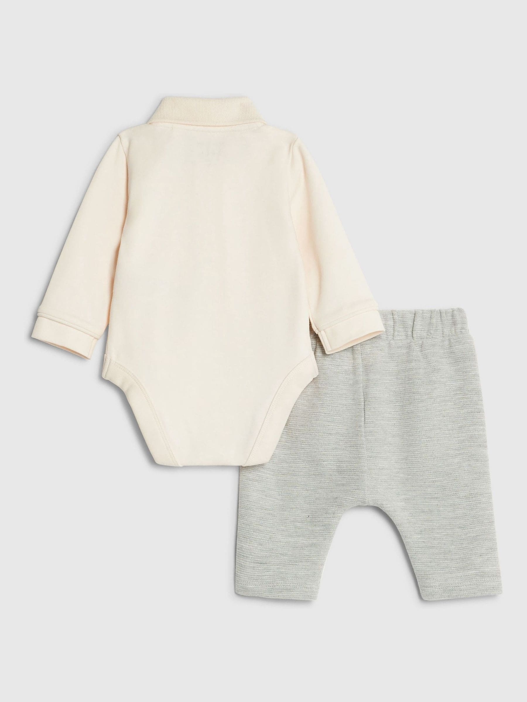 River Island Cream Zip Polo Bodysuit & Leggings Set image 2