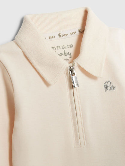 River Island Cream Zip Polo Bodysuit & Leggings Set image 4