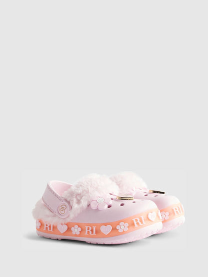 River Island Pink Light Up Fur Cuff Clogs image 2