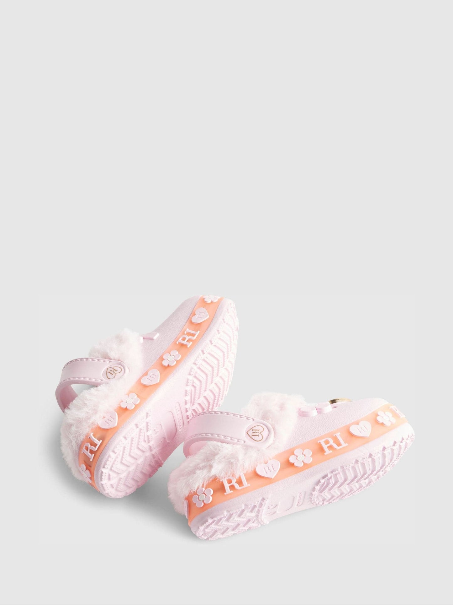 River Island Pink Light Up Fur Cuff Clogs image 4