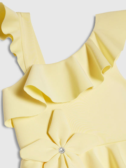 River Island Yellow Asymmetric Scuba Dress image 3