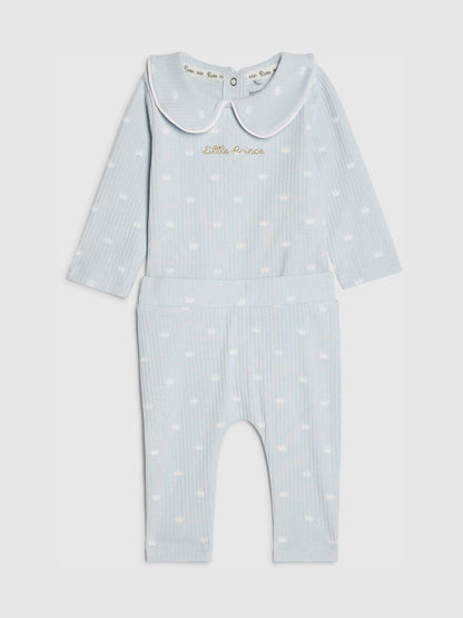 River Island Blue Little Prince Ribbed Bodysuit Set image 1