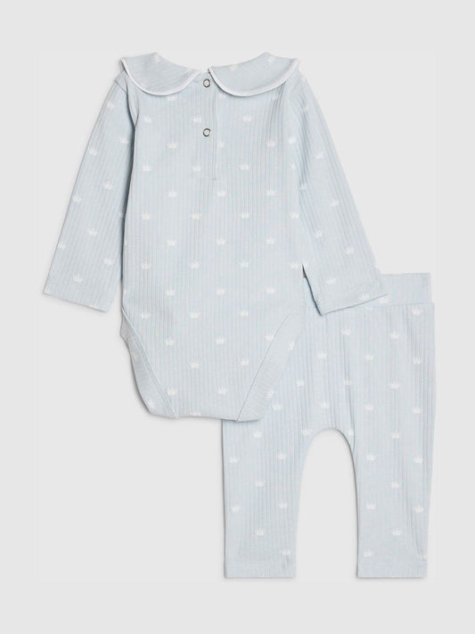 River Island Blue Little Prince Ribbed Bodysuit Set image 2