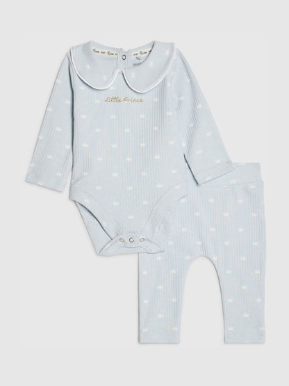 River Island Blue Little Prince Ribbed Bodysuit Set image 3