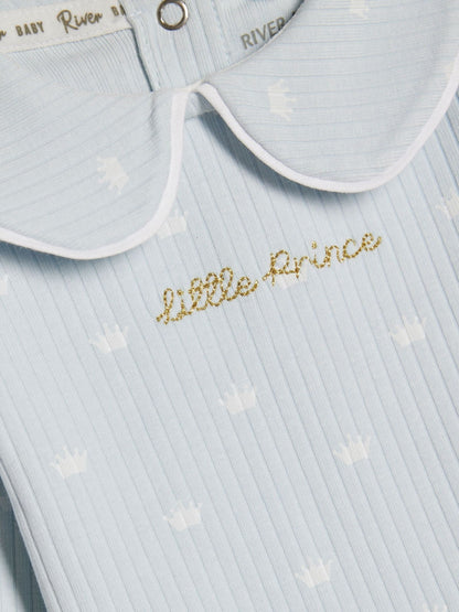 River Island Blue Little Prince Ribbed Bodysuit Set image 5