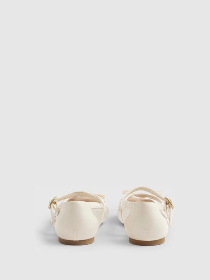 River Island Cream Rose Bud Ballerina Shoes image 2