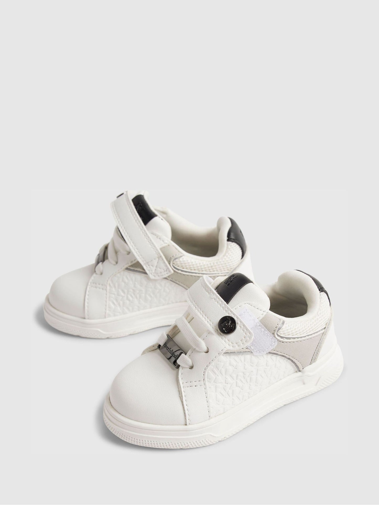 River Island White Embossed Colour Block Trainers image 3