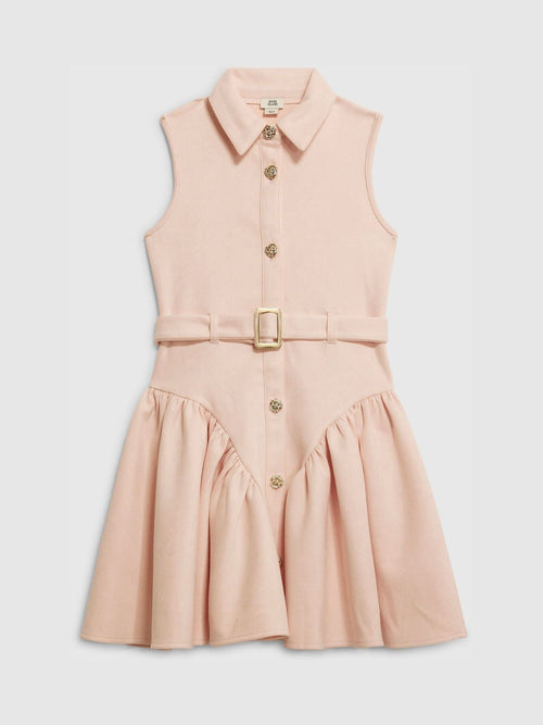 River Island Pink Suedette Sleeveless Prom Dress image 1