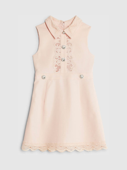 River Island Pink Embellished Lace Collar Dress image 1