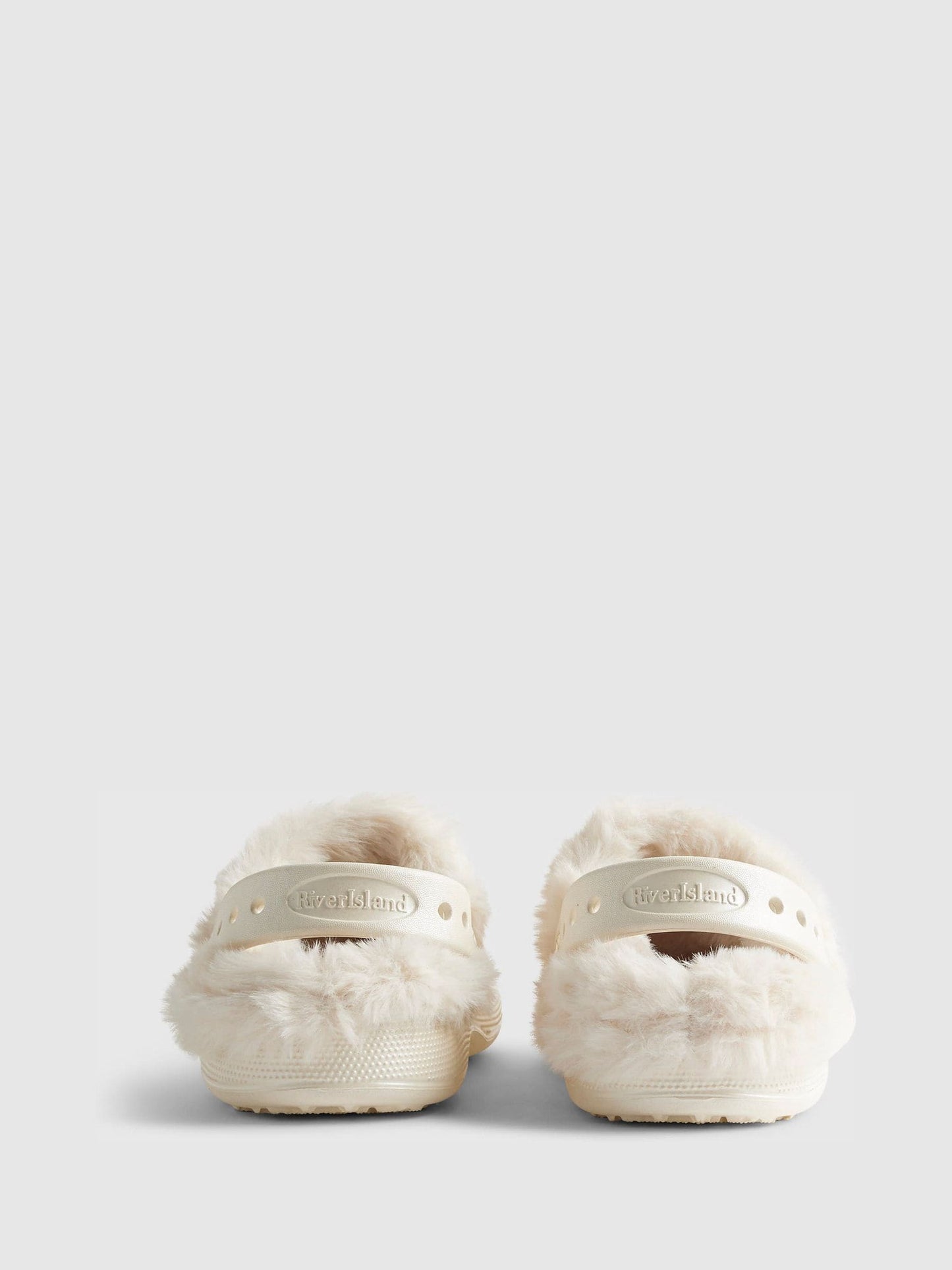River Island Cream Fur Lined Bow Gem Clogs image 2