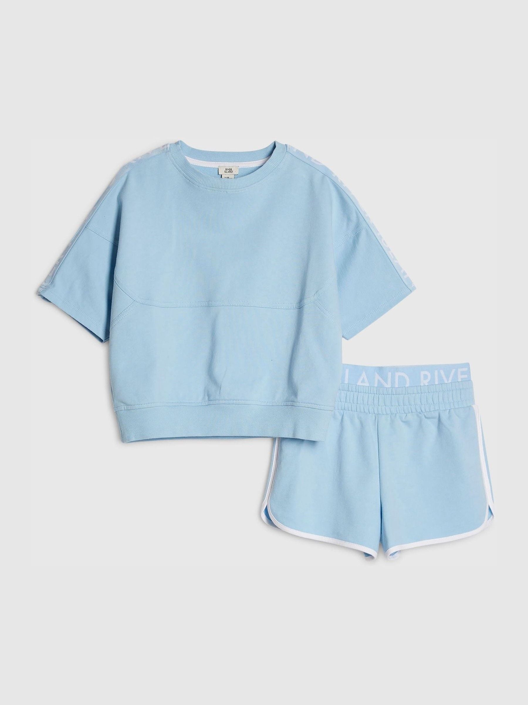 Dsiney Kidz - River Island Blue Logo T-Shirt & Runner Short Set image 1