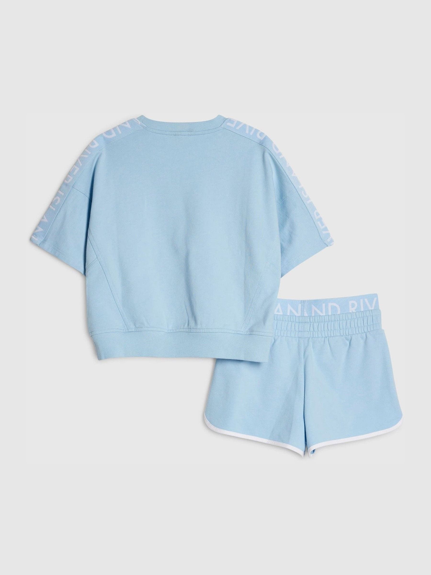 Dsiney Kidz - River Island Blue Logo T-Shirt & Runner Short Set image 2