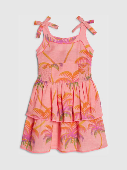 Dsiney Kidz - River Island Pink Palm Print Tiered Dress image 1