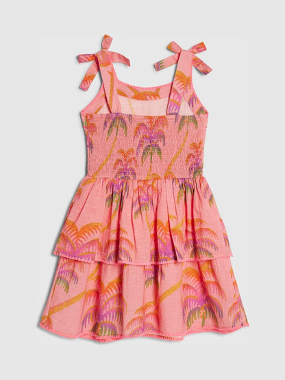 Dsiney Kidz - River Island Pink Palm Print Tiered Dress image 2