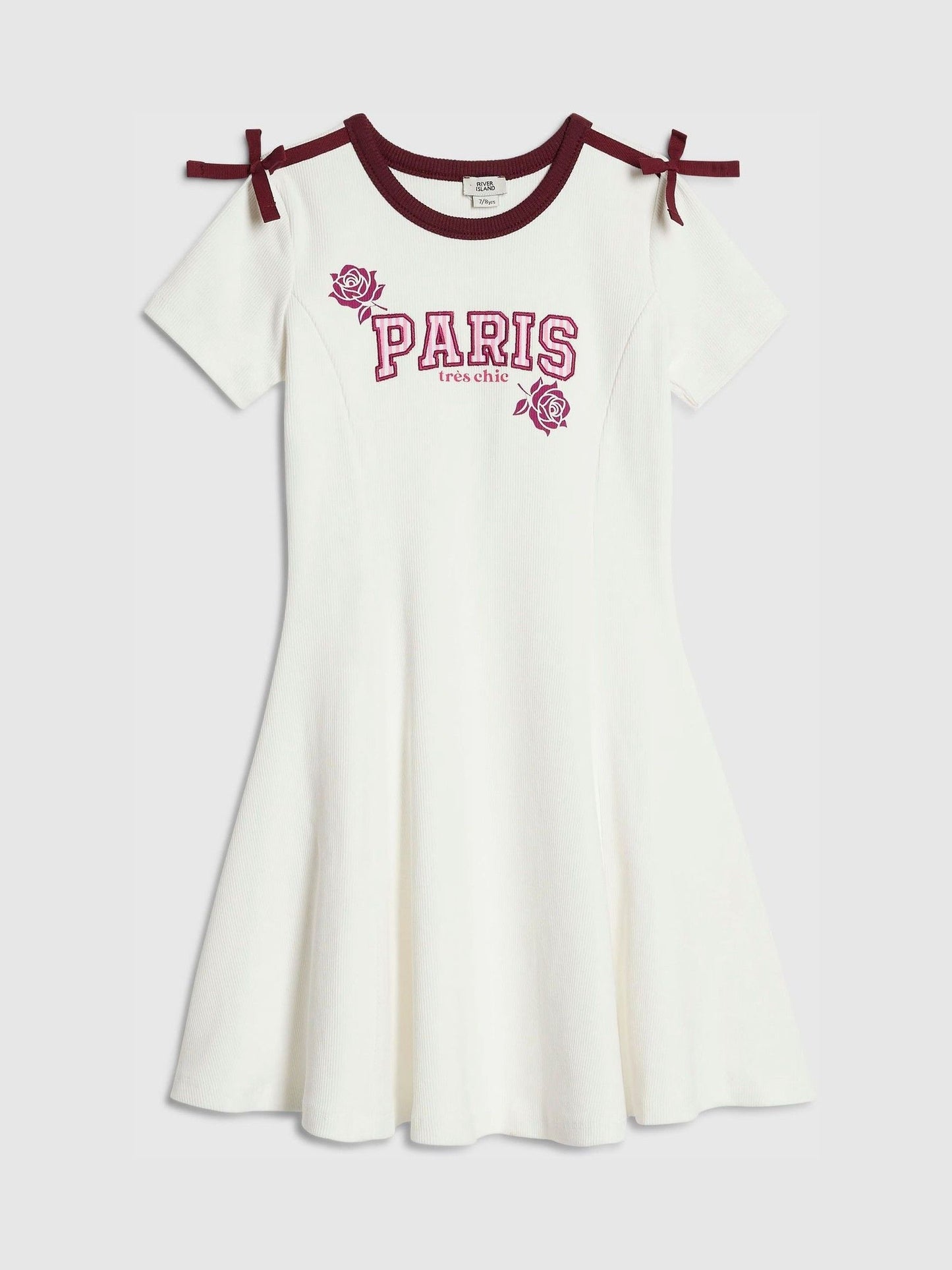 River Island White Paris Jersey Dress image 1