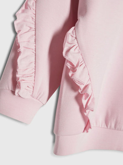 River Island Pink Frill Clean Sweatshirt & Joggers Set image 5