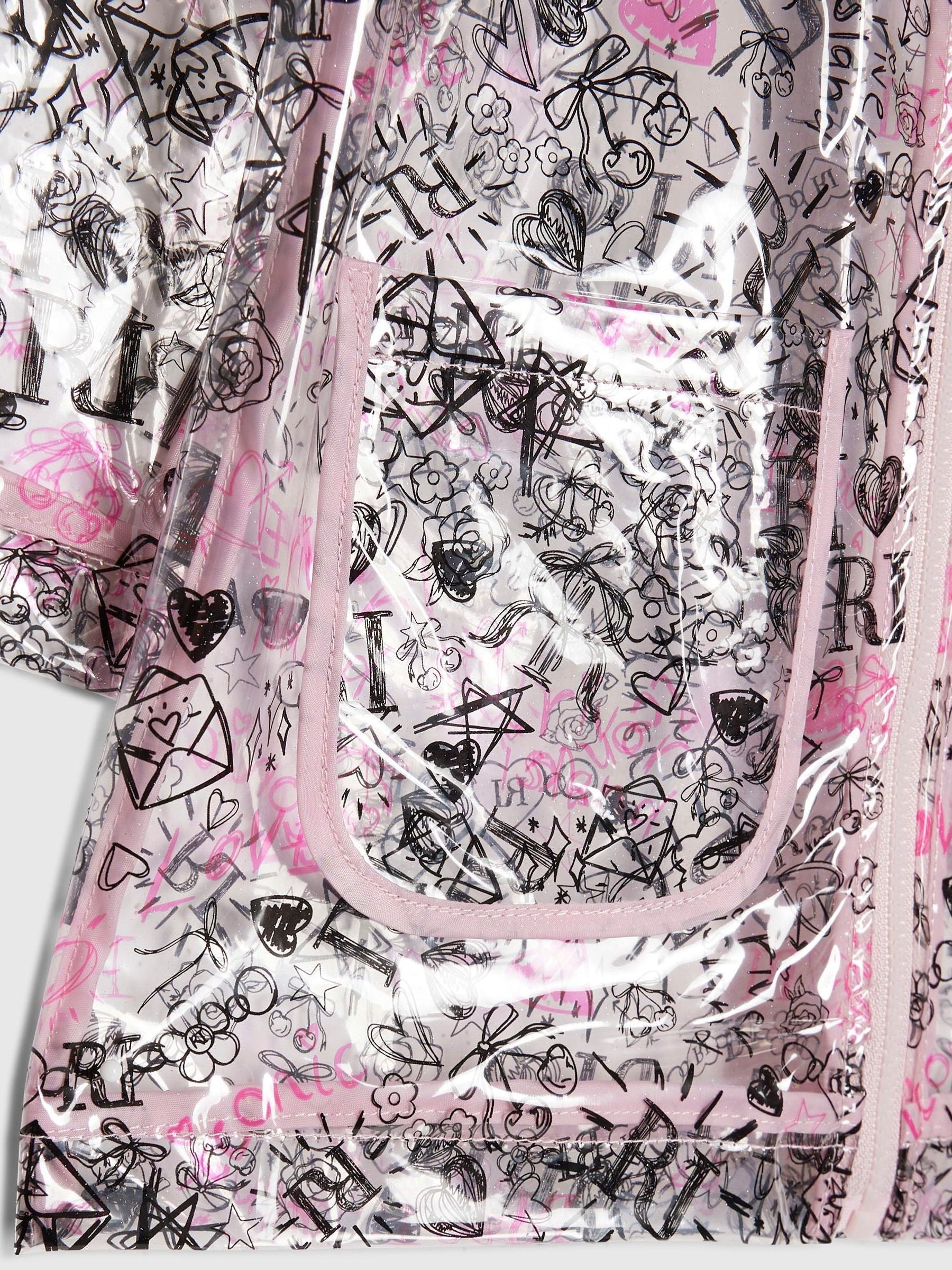 Dsiney Kidz - River Island Black Graffiti Glitter Rainmac image 3