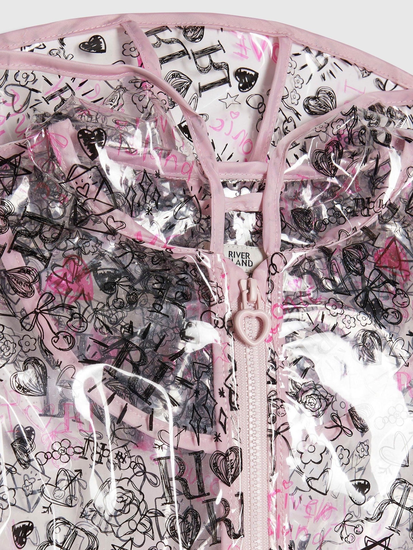 Dsiney Kidz - River Island Black Graffiti Glitter Rainmac image 4