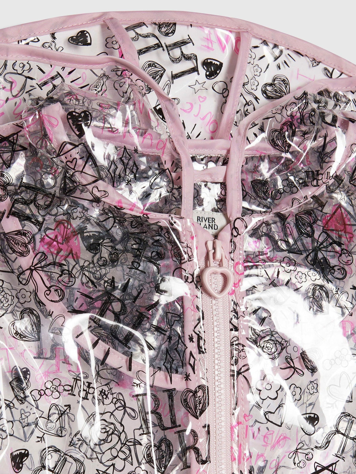 Dsiney Kidz - River Island Black Graffiti Glitter Rainmac image 4