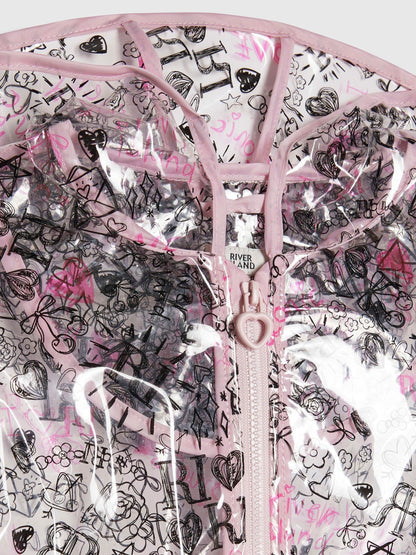 Dsiney Kidz - River Island Black Graffiti Glitter Rainmac image 4
