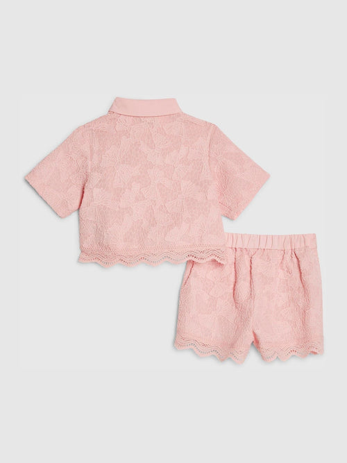 Dsiney Kidz - River Island Pink Lace Blouse Shirt & Shorts Set image 1