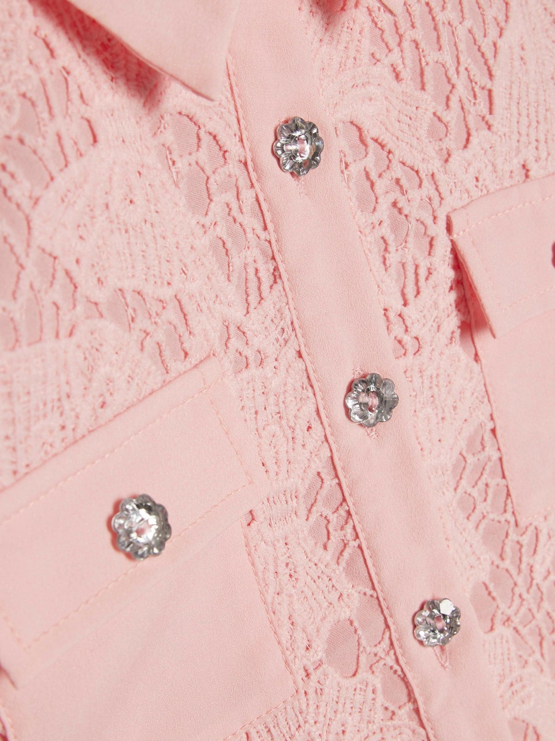 River Island Pink Lace Blouse Shirt & Shorts Set image 5