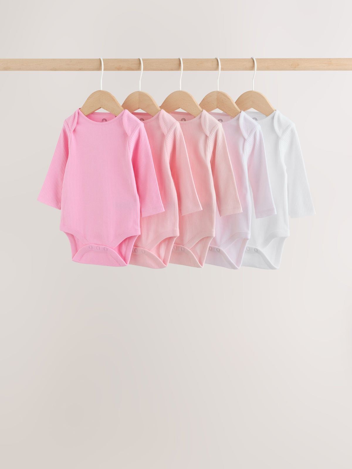 Dsiney Kidz - Pink/White Long Sleeve Baby Bodysuits 5 Pack image 1