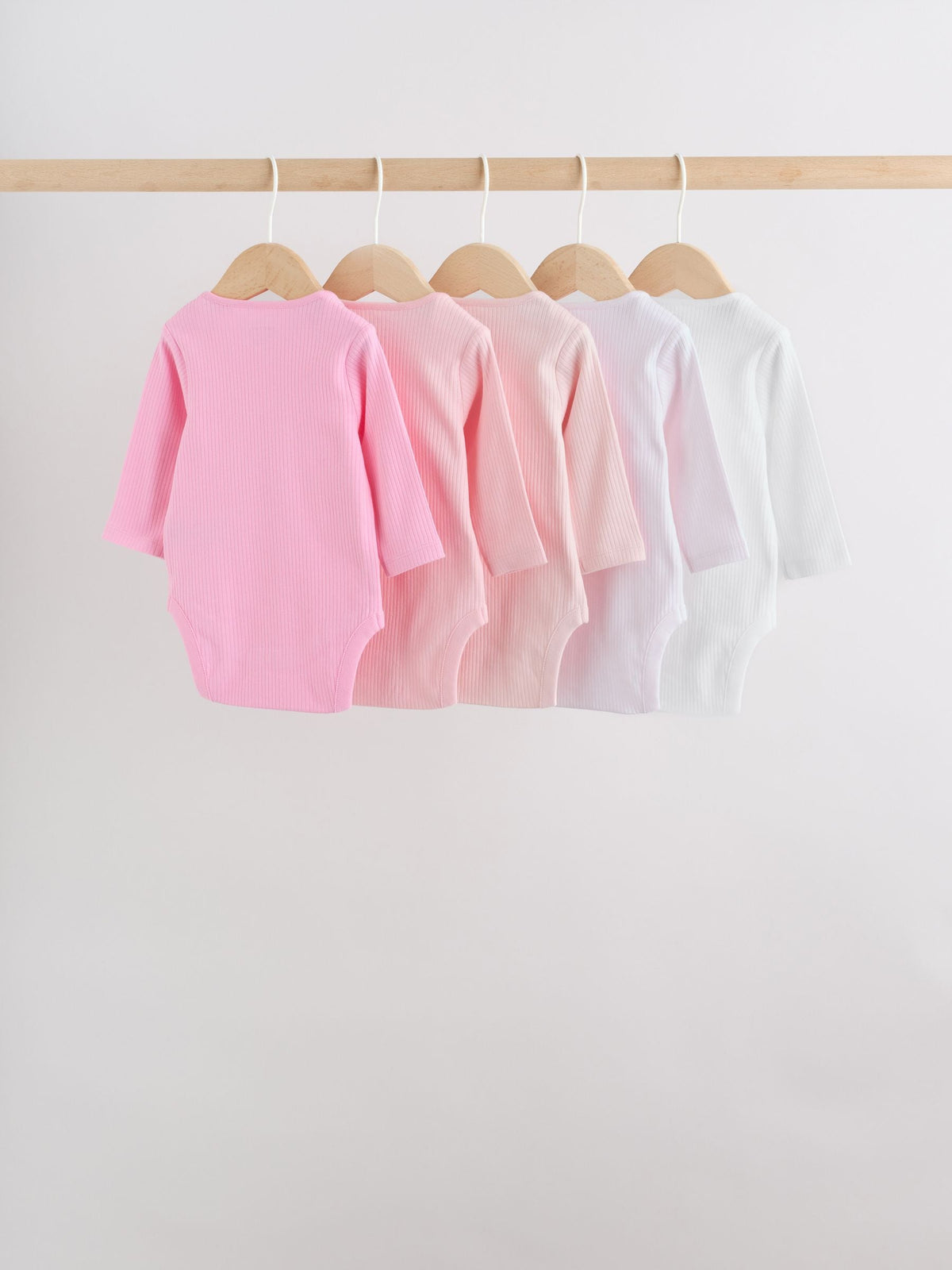 Dsiney Kidz - Pink/White Long Sleeve Baby Bodysuits 5 Pack image 2